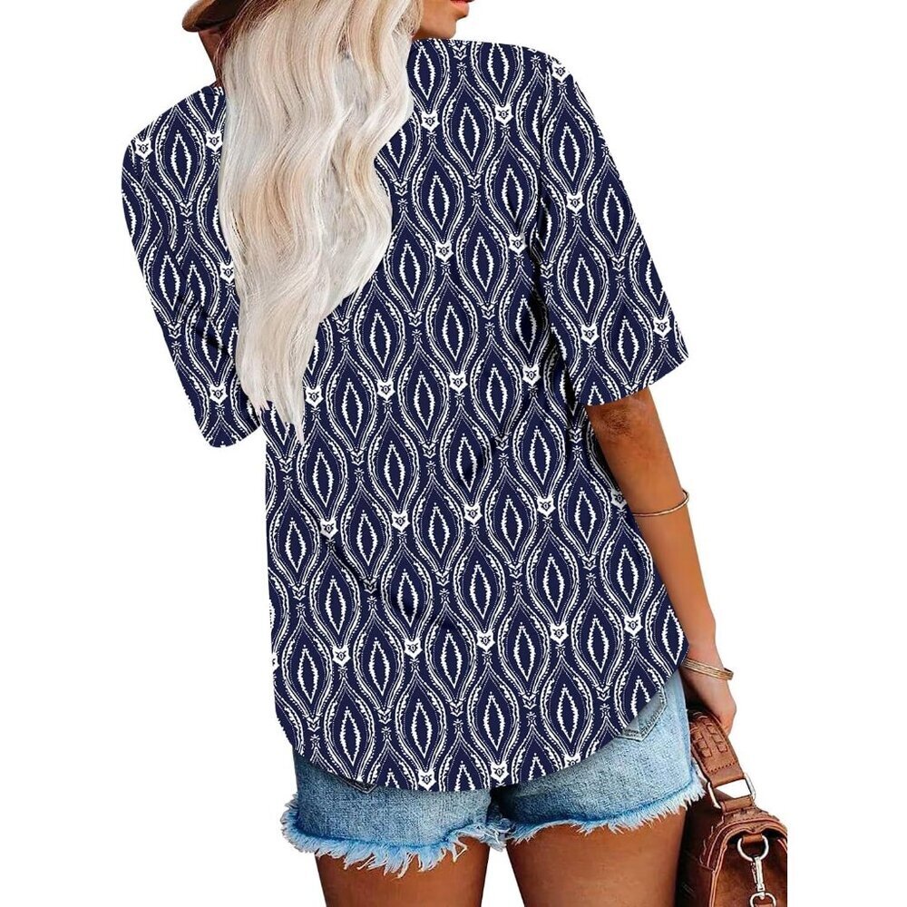 Women's Lightweight Summer Top Short Sleeve Pullover Casual Blouse - Picture 5 of 5